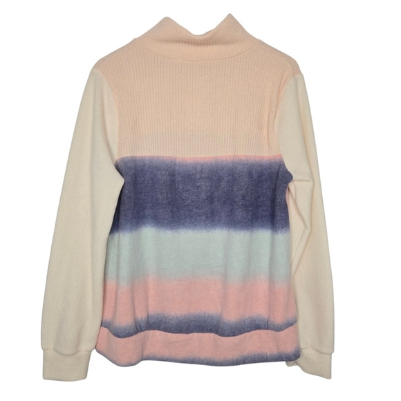 Ces Femme Womens Pastel Striped Colorblock Soft Fleece Pullover Sweater Large - Picture 2 of 7